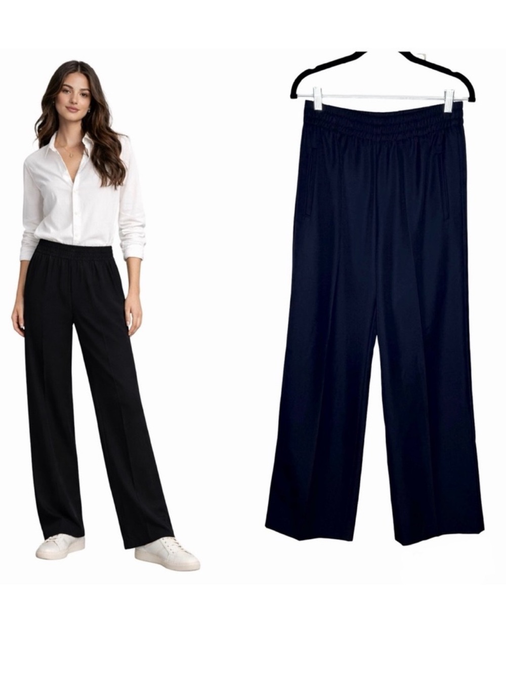 Golden Goose Wide Leg Pants Size IT 40 Black Wool Blend High Waist Made In Italy